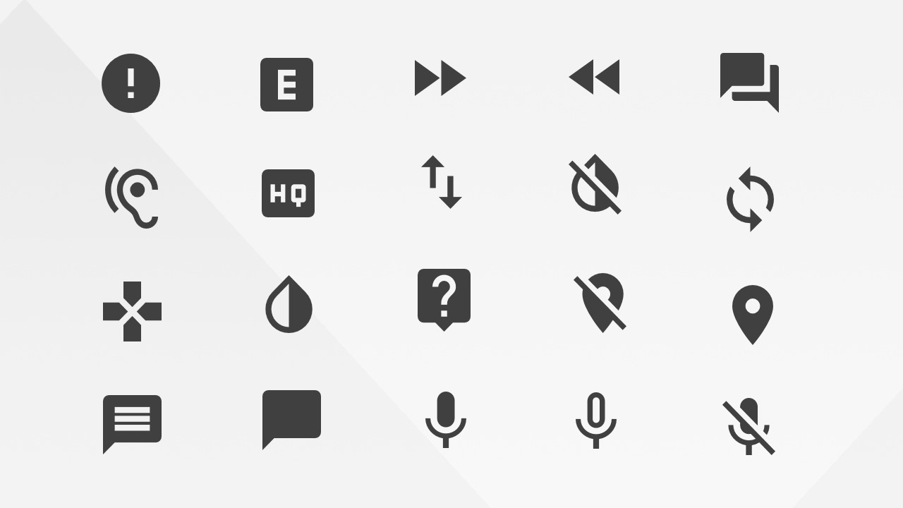 Communications Icons Library from Google Materials Resources