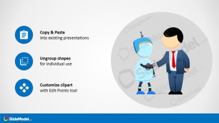 Robot & Male Cartoon Handshaking Picture