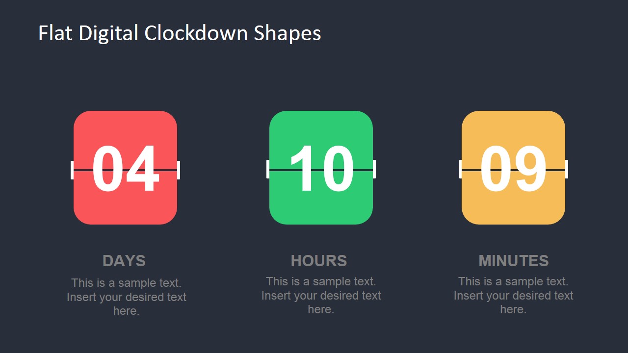 Flat Digital Clockdown Shapes for PowerPoint