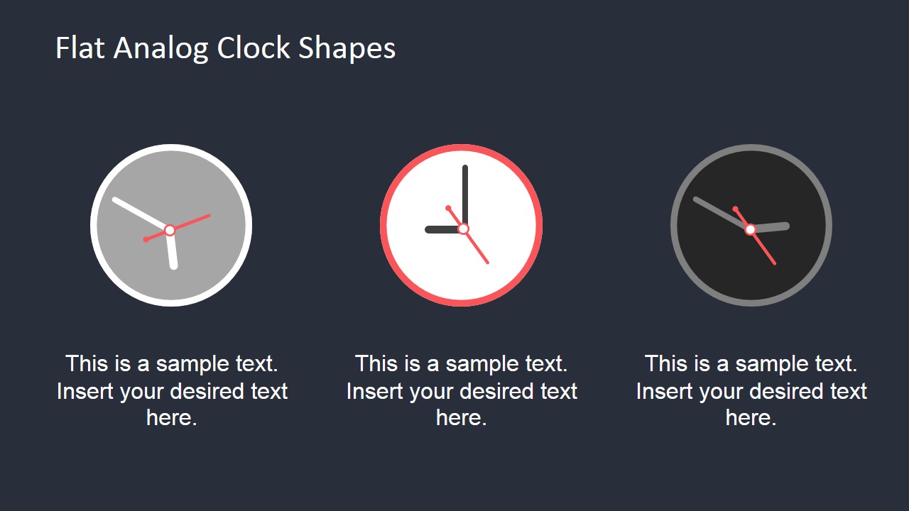 Flat Time Clock Shapes for PowerPoint SlideModel