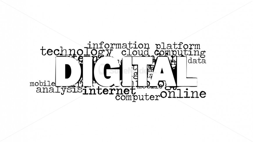 Digital Word Cloud Design for PowerPoint with White Background