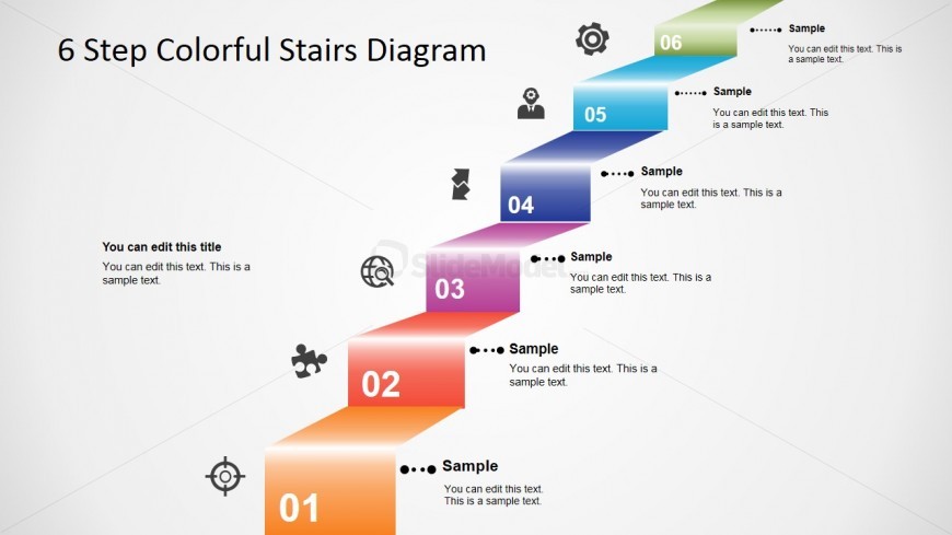 3D Modern Stair with PowerPoint Icons