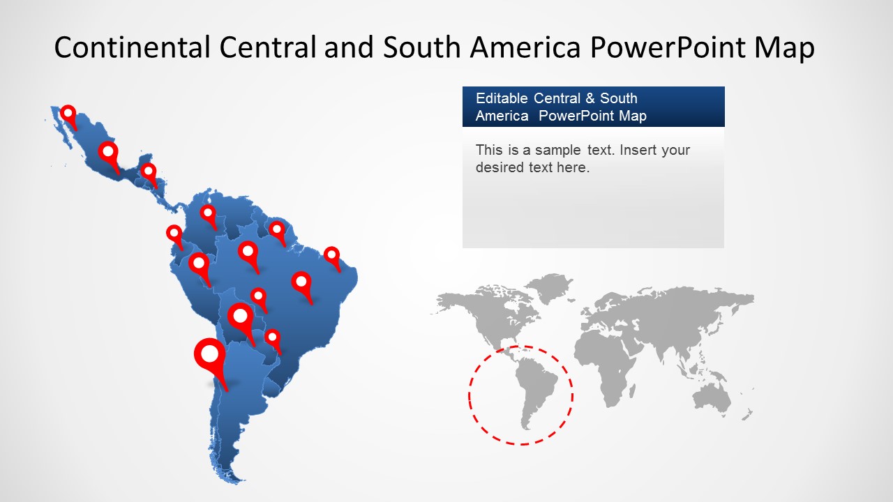 Maps of Central and South America for PowerPoint