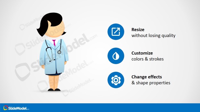 Female Medical Doctor Cartoon PowerPoint Shapes