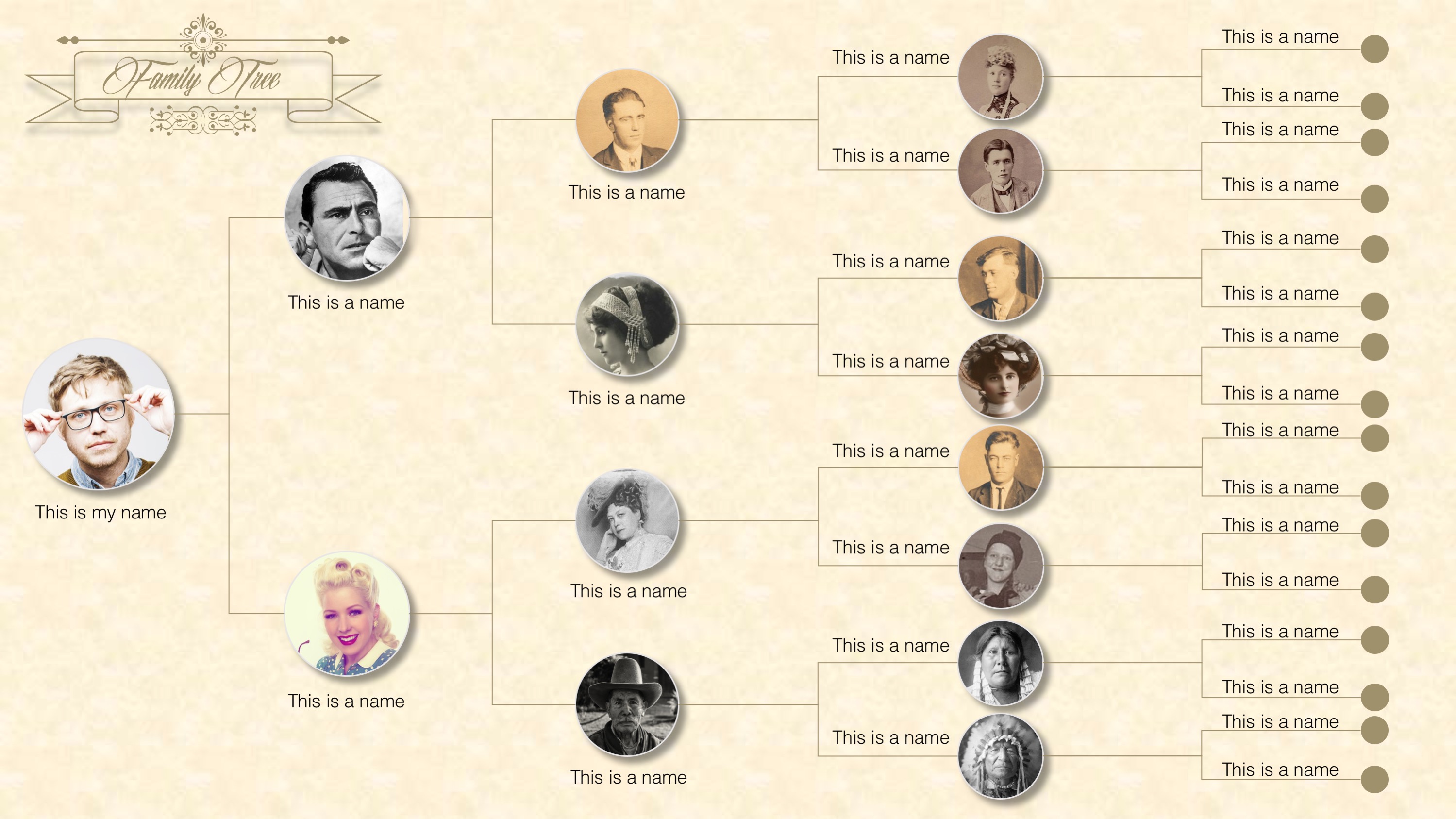 Family Tree with Photos PowerPoint Template SlideModel