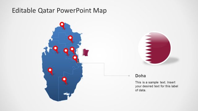 Blue Editable Map Template for Qatar