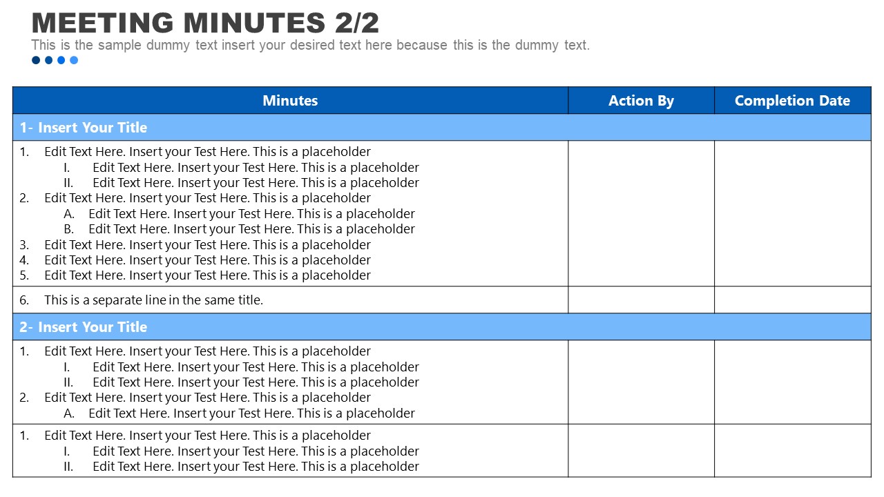 Meeting Minutes Template Of Projects SlideModel