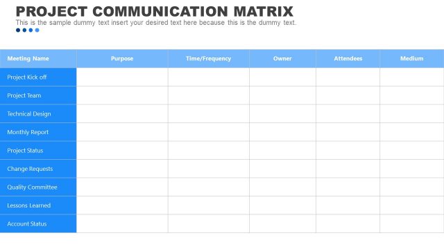 Project Communication Matrix Table Template