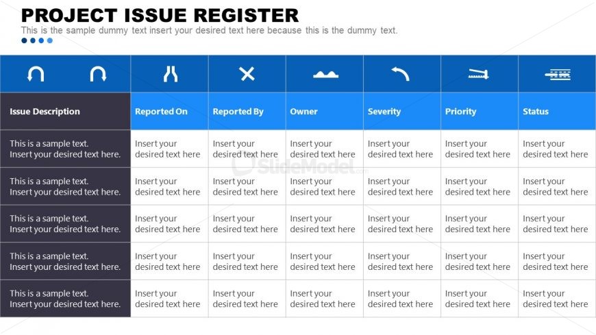 Project Management Issue Register PowerPoint 