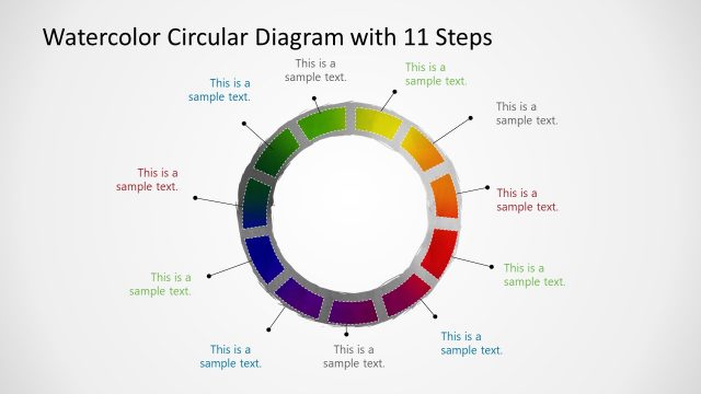 PowerPoint Circular Diagram Design of Watercolor