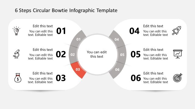 Bowtie Shape 3 Step PowerPoint Diagram