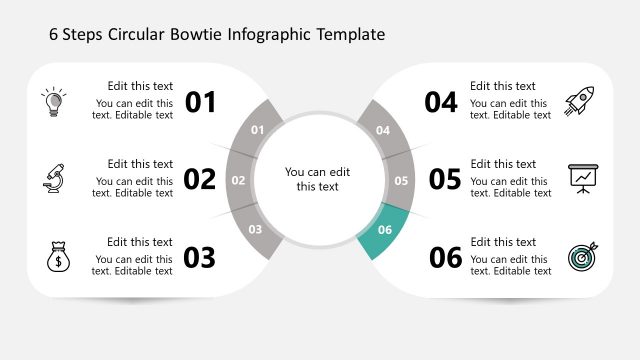 Bowtie Shape 6 Step PowerPoint Diagram