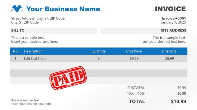 Paid Invoice PowerPoint Template Design