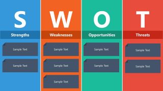 PPT Template of 4 Column SWOT Analysis