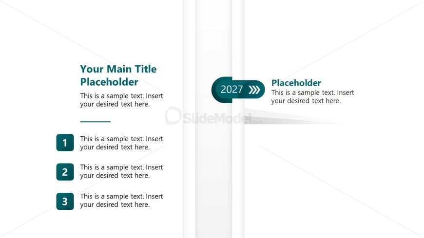 Customizable 6-Year Vertical Timeline Slide