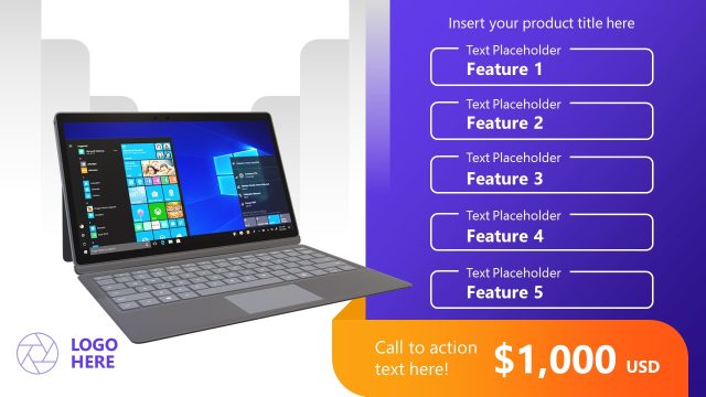 Product Presentation Template with Laptop Infographic