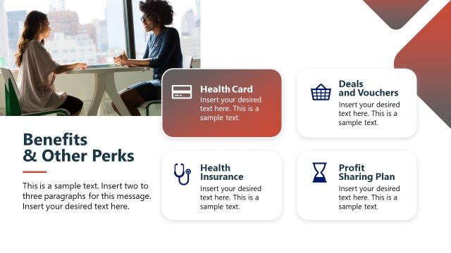 Slide with Text Placeholders – Benefits & Perks Presentation