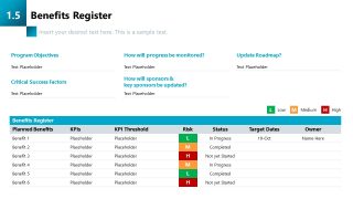 Program Management Template Slide for Benefits Register