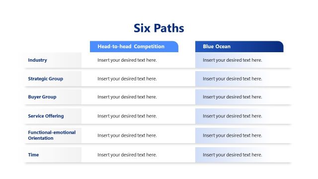 Six Paths Table Slide with Headings