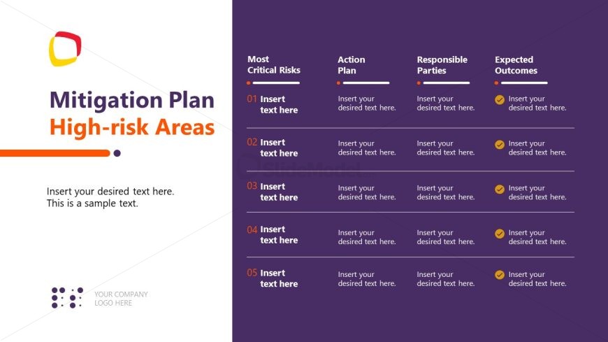 Mitigation Plan Template PPT Slide