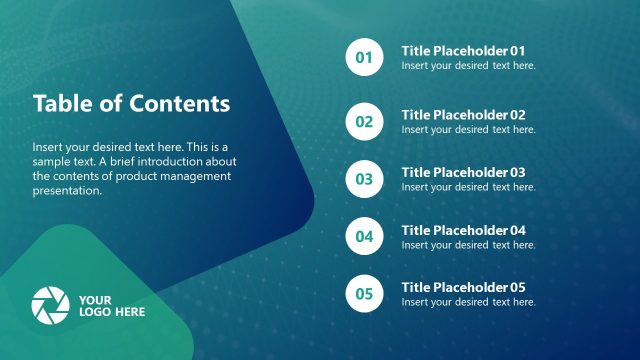 Table of Content Slide Template with Numberings