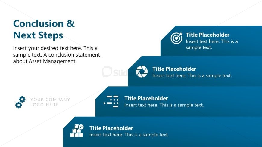 Next Steps Presentation Slide with Stairs Layout