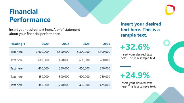 Financial Performance Slide – Investment Pitch Book Template