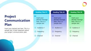 Project Communication Plan Slide with Three Columns 