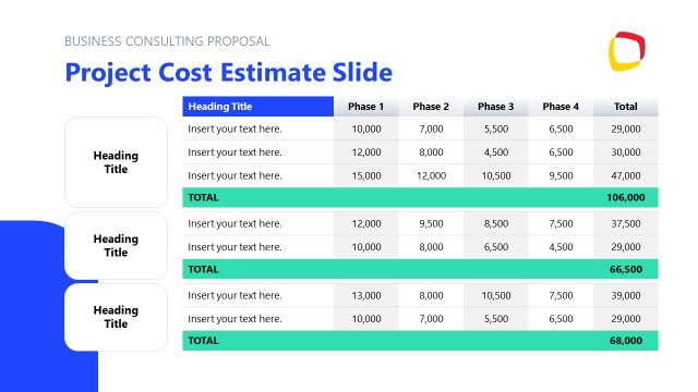 Consulting Proposal PPT – Project Cost Plan Slide