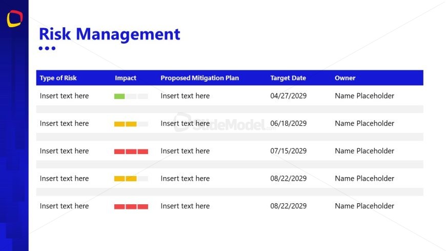 PowerPoint Template Slide for Risk Management 