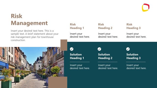 Risk Management Slide with Text Boxes