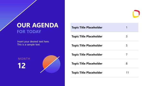 Project Assignment Template – Agenda Slide