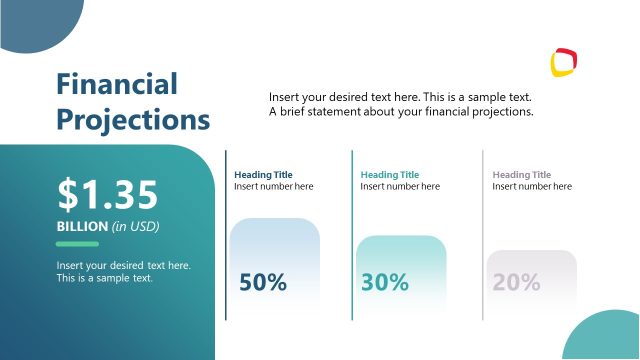 Financial Projections Slide with Three Columns