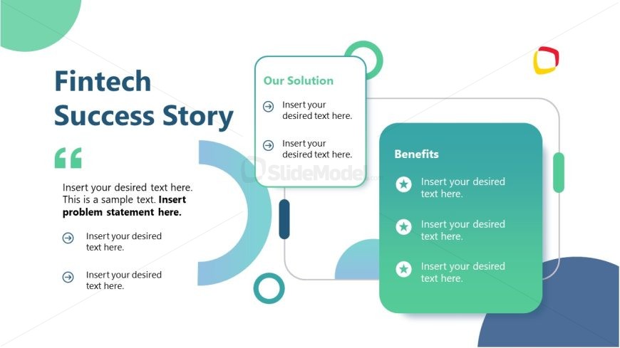 PPT Slide with Icons for Fintech Success Story Presentation