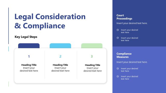 Legal Consideration & Compliance PPT Template Slide