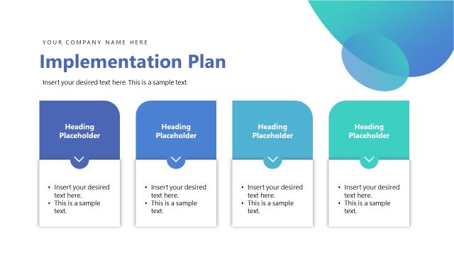 Implementation Plan PPT Slide with Four Shapes