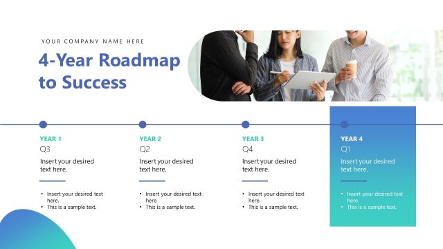 4-Year Roadmap to Success – Horizontal Timeline Diagram