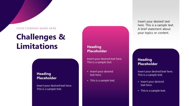 Challenges & Limitations Slide with Three Columns