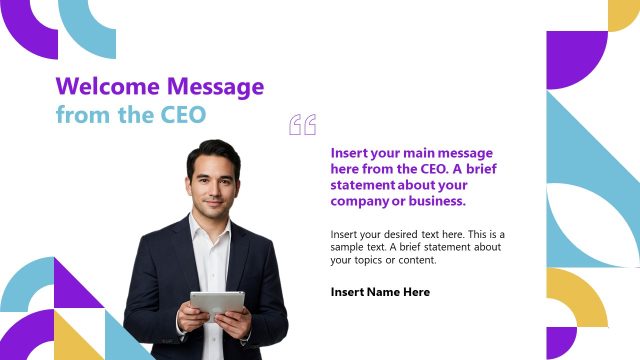 CEO’s Welcome Message Display Slide