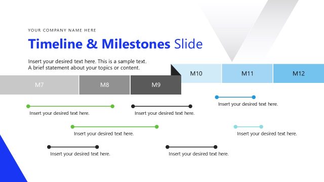 Editable Horizontal Timeline Diagram for Pitch Deck