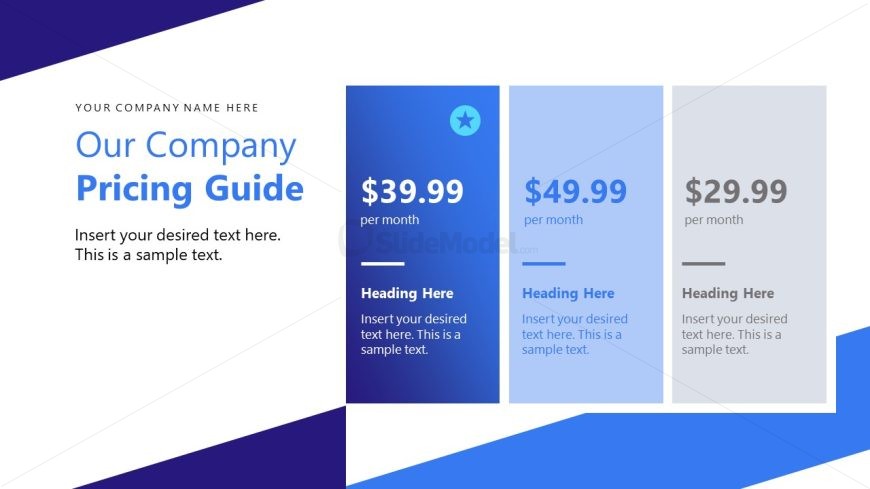 Three Columns for Pricing - Visual Corporate Profile Presentation