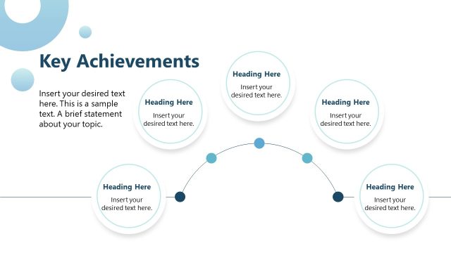 Key Achievements Slide with Circular Shapes Diagram