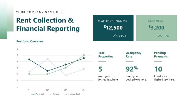 Rent Collection & Financial Reporting Presentation with Line Chart