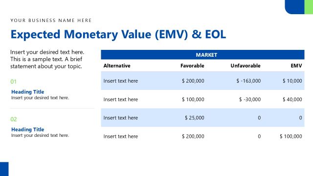 Expected Monetary Value Slide – Decision Making Presentation Layout