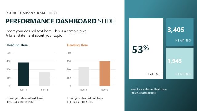 Performance Dashboard Slide with Data Charts