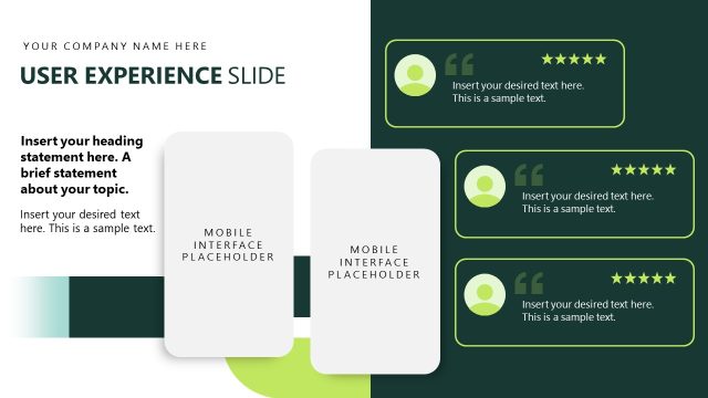 User Experience Slide with Testimonial Text Boxes
