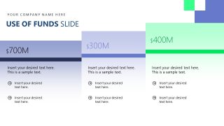 Three Step Slide for Use of Funds - Pitch Deck PPT Template 