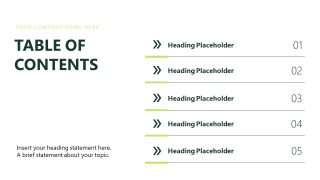 Five-Section Table of Contents ESG Presentation Slide