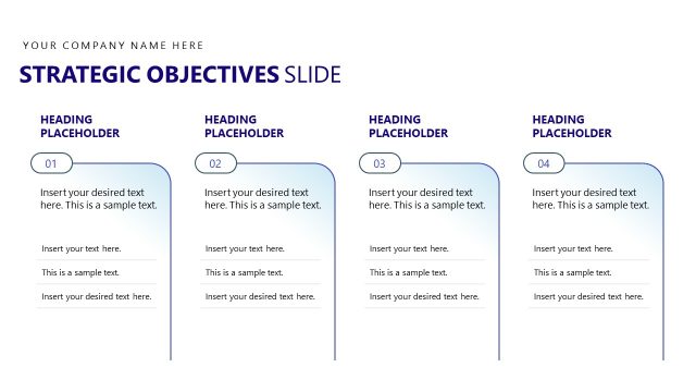 Strategic Objectives Four-Stage Planning Diagram Slide