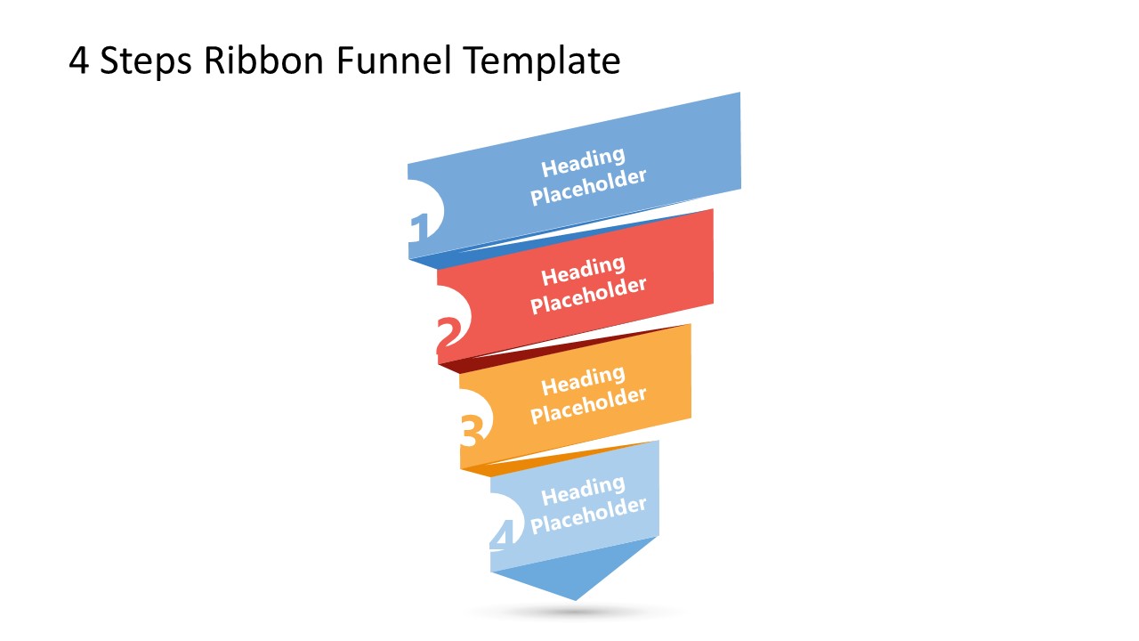 4 Level Funnel Diagram Rectangle Ribbon Design